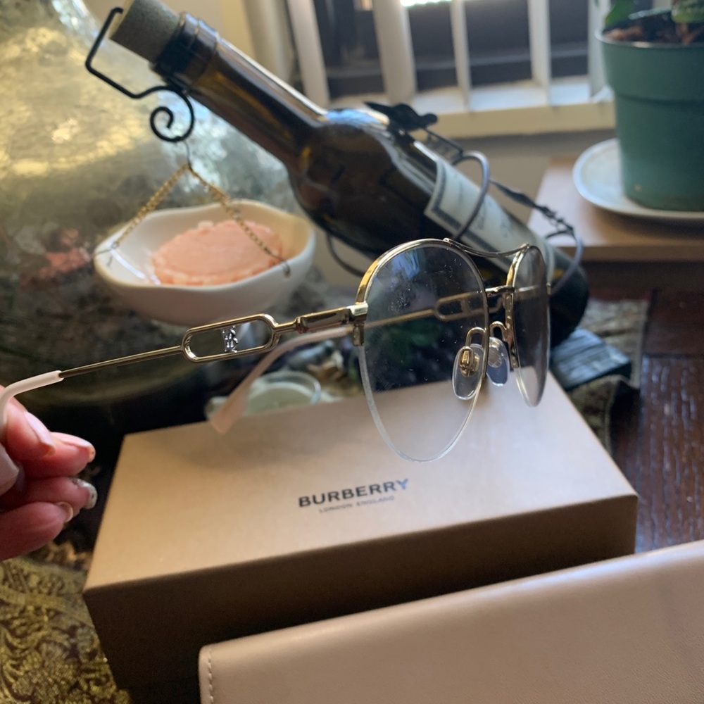 ๐ฅSOLD๐ฅAuthentic BURBERRY 51mm half rim logo Metal optical glasses - Picture 4 of 15